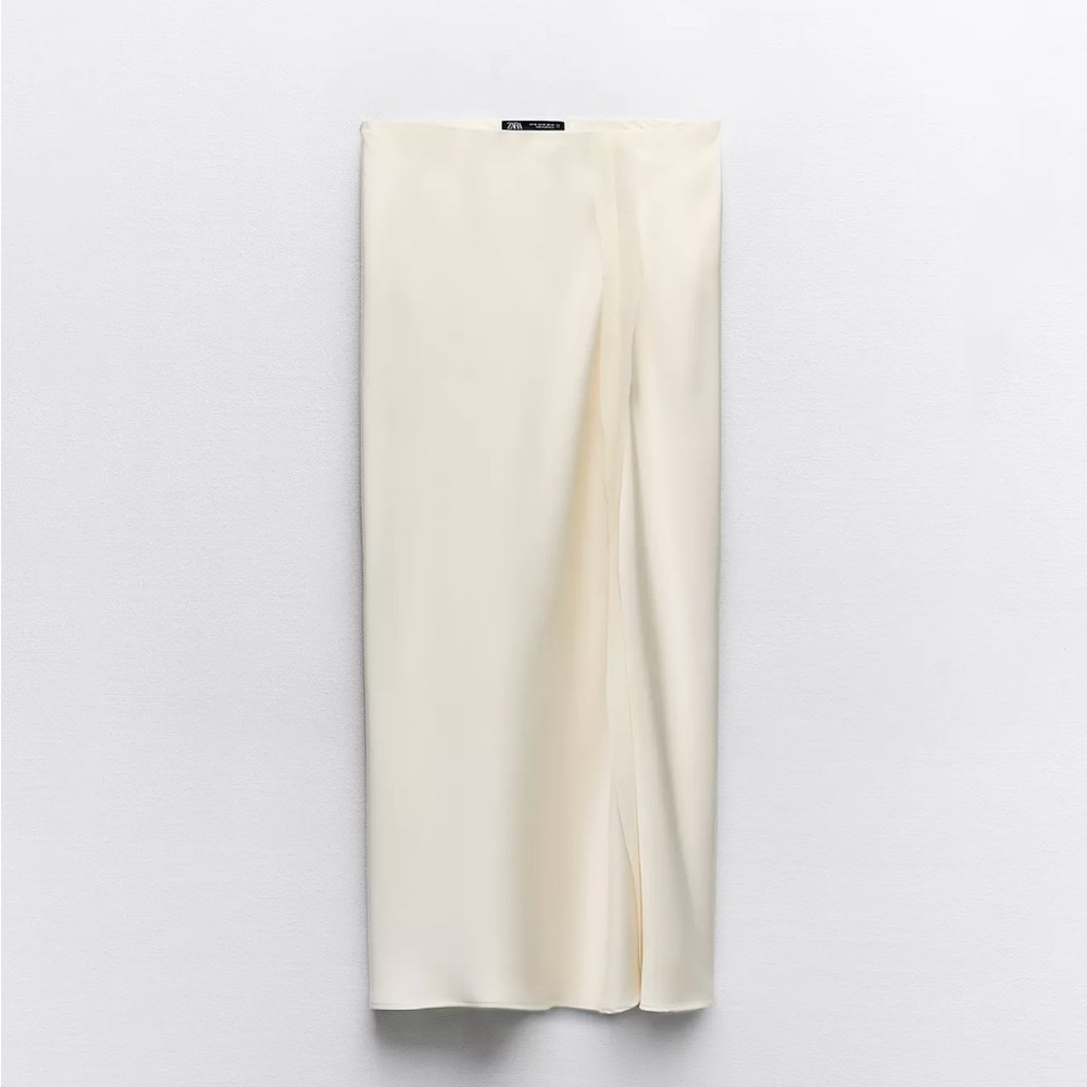 Zara Cream Pencil Maxi Skirt with Slit